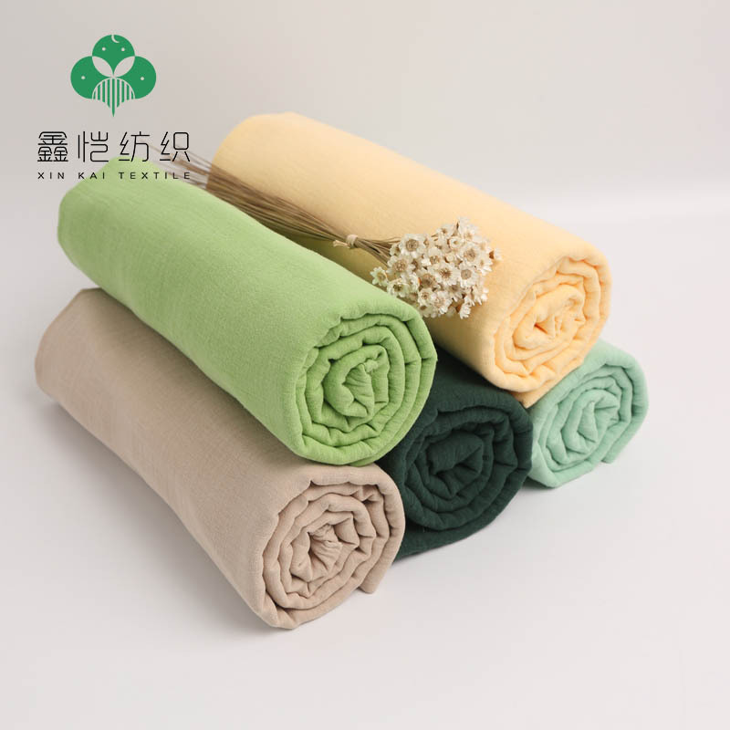 厂家 全棉双层纱布婴儿砂洗皱布纯棉棉布成人家居睡衣双层纱面料|ru