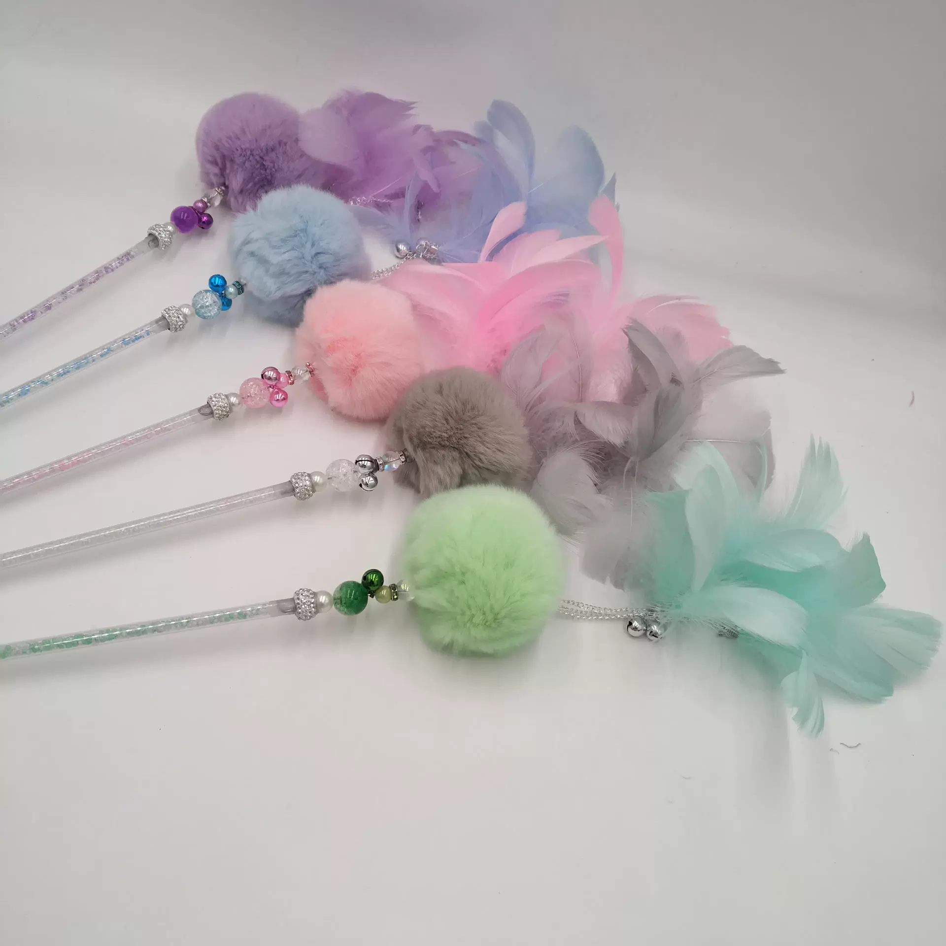 Evanity кошачья палочка большая плавающая Фея Рекс кроличий меховой мяч кошачья палка длинный шест колокольчик Фея кошачья палка игрушка для кошек