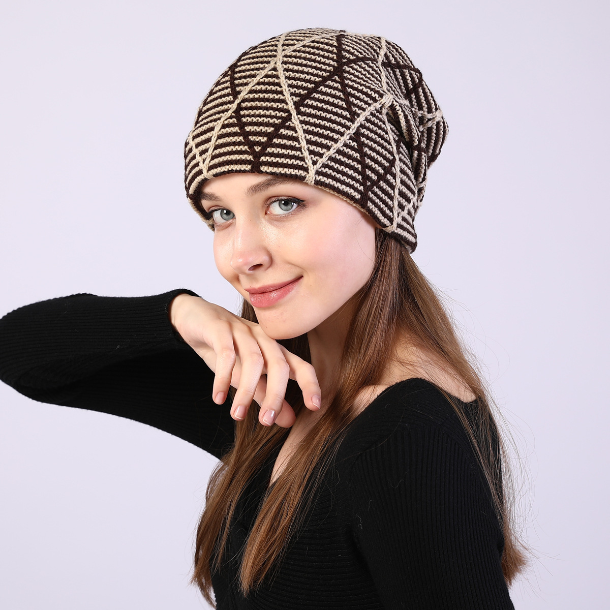 Knitted Beanie Hat For Autumn And Winter Warm Ear Protection_voghion.com