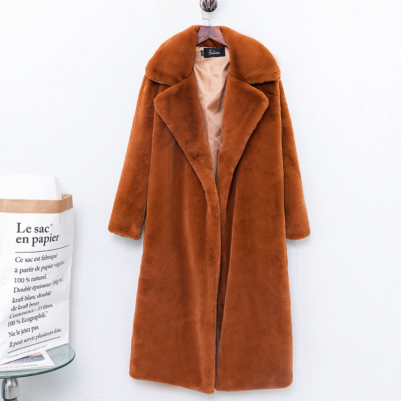 Damenbekleidung neue Herbst- und Wintergröße im koreanischen Stil mit verdicktem Rex-Kaninchenfell und langem Pelzmantel für Frauen_voghion.com