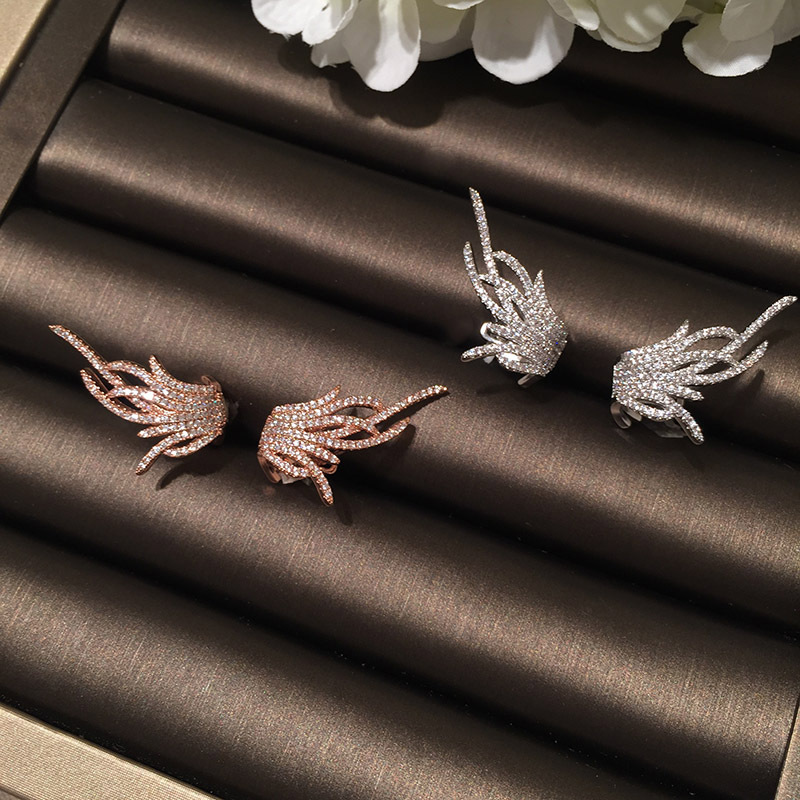 Earring Creative Curve Design Wings Ear Buckle Temperament Earrings Micro Inlay display picture 9