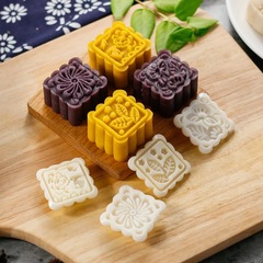 Wholesale 75g Ice Skin Mooncake Green Bean Cake Mold for Power Sellers 4-Piece Flower Shape Cartoon Series Mold Set