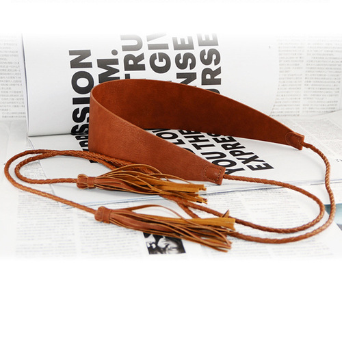 Factory Sales European and American Decorative Women's Waist Belts, Tassel Wide Waist Belt for Women