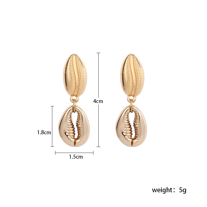 6g Weight Earrings Classification Wedding, Travel Occasion Women'S Gender Gold Color Alloy Conch Shell Bohemian Exquisite Earrings For Women Nihaojewelry 无