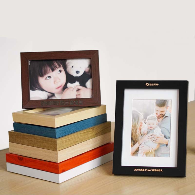 厂家直销7寸相框激光雕刻印刷logo相框金字镶嵌高端活动赠品相框