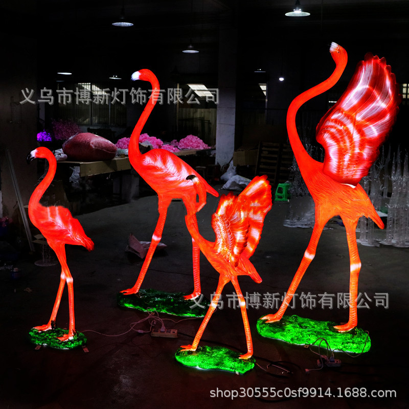 Cross-border supply LED flamingo shaped lamp, outdoor luminous waterproof landscape courtyard simulation animal decorative item detail image 3