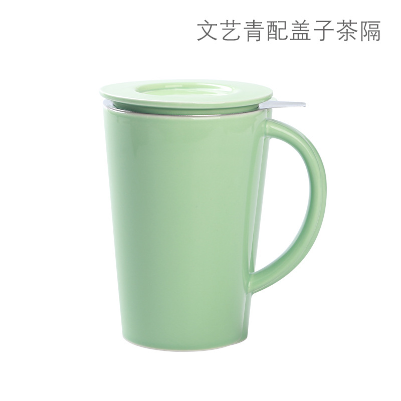 Taza de cerámica de agua taza de café creativa taza de oficina taza de té con tapa barrera de té regalos de fuga