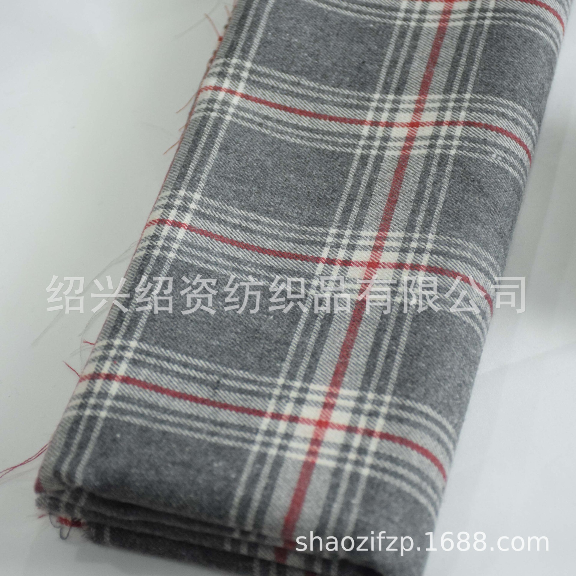 涤棉磨毛拉绒色织大格子衬衣裤子休闲外套鞋帽箱包面料