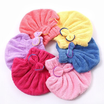 韩国爆款珊瑚绒干发帽加大厚蝴蝶结双面珊瑚绒公主帽长绒吸水浴帽|ms