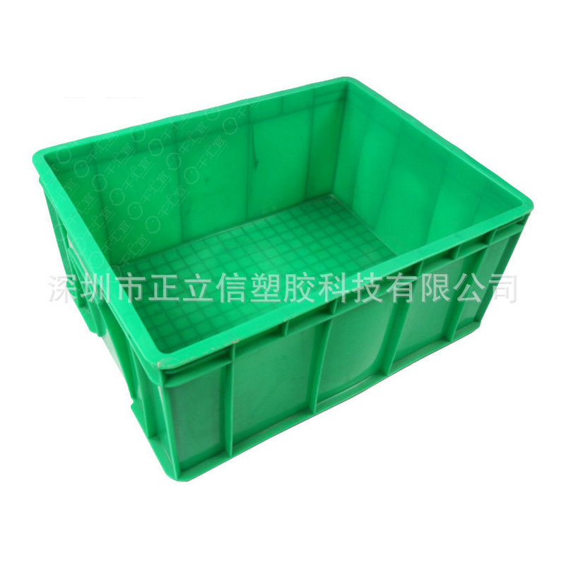深圳塑料物流周转箱胶箱子印字物料盒绿色长方形塑胶框子养殖胶盆