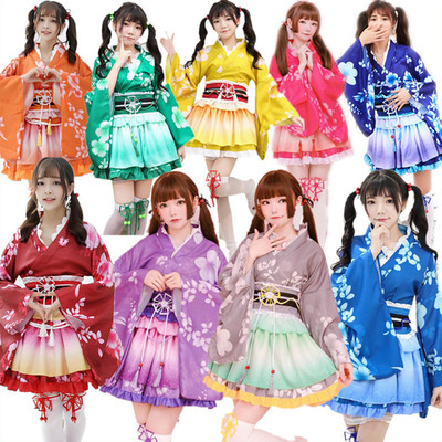  Yukata kimono Dresses for women girls bathrobe awakening cosplay gown pure fruit kimono curtilage dance robe 