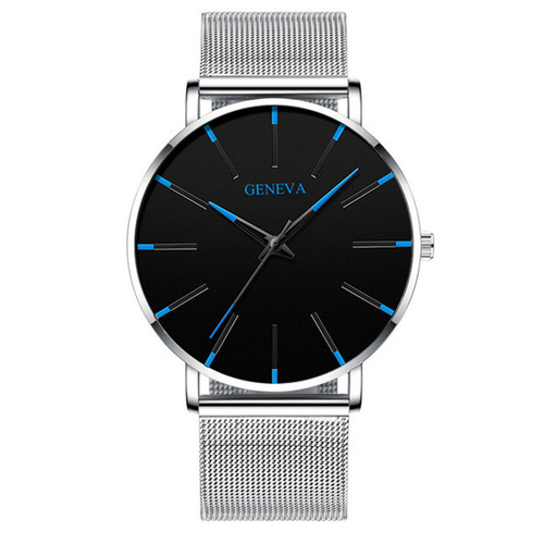 GENEVA cross-border fashion men's quartz watch mesh strap simple casual watch wholesale business watch