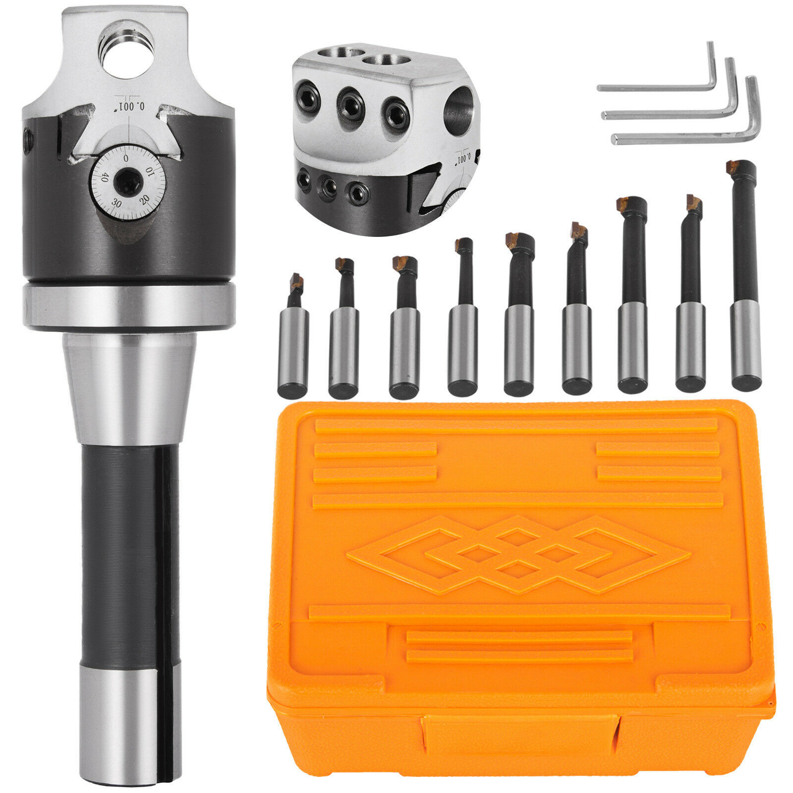 镗孔器套装 F1-R8 1/2"  9支装 R8柄英制 7/16-20  镗刀头套装