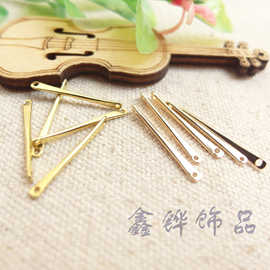 韩版简约耳饰diy手作串珠材料配件纯铜双孔扁扭线链接棒铜棍
