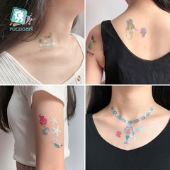 新款跨境貨源防水汗鐳射美人魚紋身貼 卡通兒童紋身貼紙 tattoo