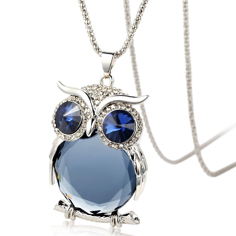 Best Sellers Europe and America sweater chain wholesale fashion Refinement cat eye gemstone Owl have more cash than can be accounted for Necklace Cross-border sourcing