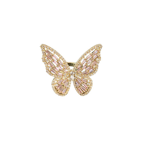 Luxurious super fairy zircon butterfly open index finger ring ins trend Korean Dongdaemun Internet celebrity cold style ring for women