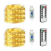亞馬遜跨境遙控USB銅線LED燈串低壓防水戶外新年彩燈節日燈飾裝飾
