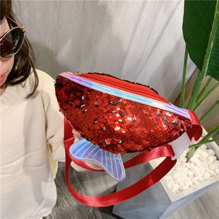 Korean fashion Children's waist bag 2020 new sequins children's chest bag cute fishtail children's small satchel wholesale