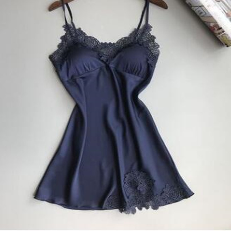 Sexy Suspender Dress Summer Suspender Breast Pad Nightdress Sexy Silk Pajamas