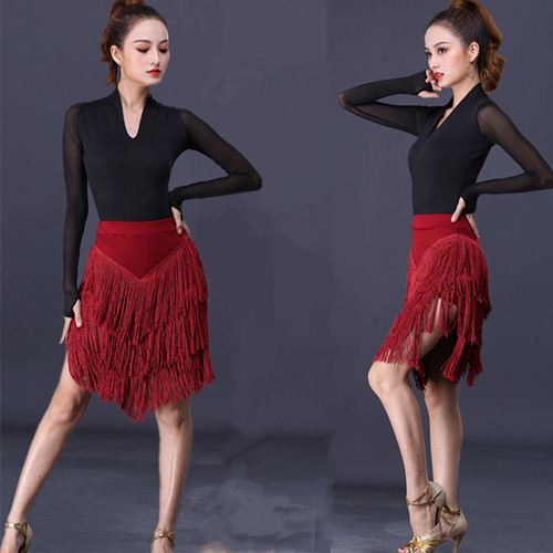 Latin Dance Skirt Lower New Chandelier Half Body Skirt Women Adult Professional Practice Clothes Dance Costume Autumn Performance Dress