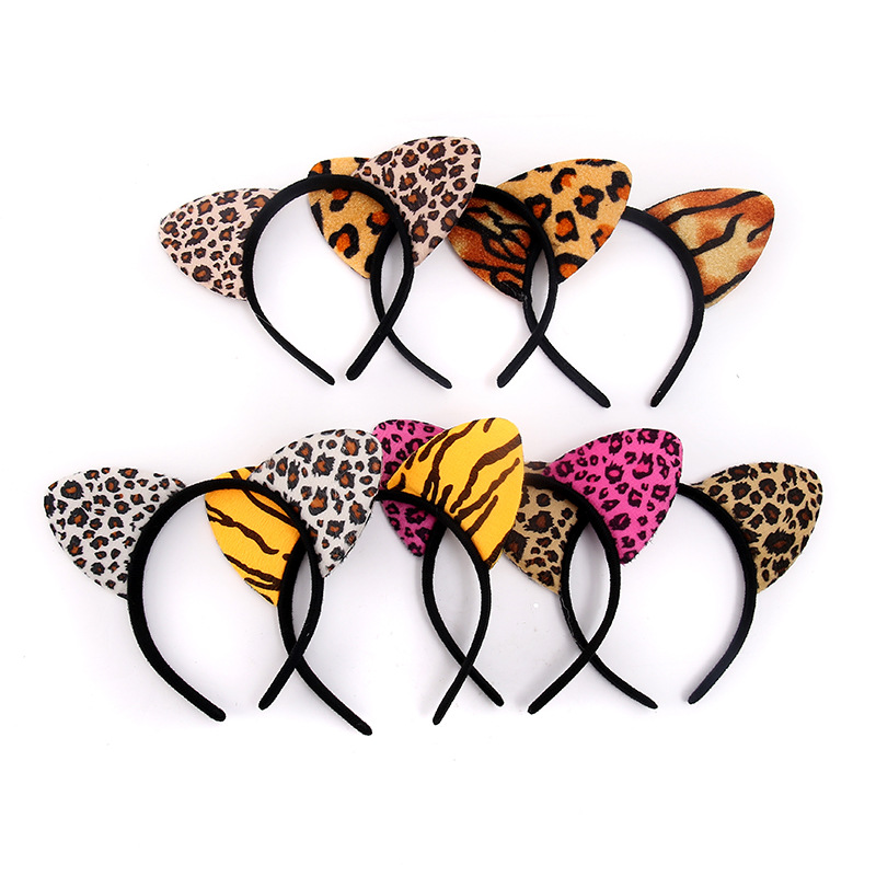 Leopard cat ear headband European and Am...