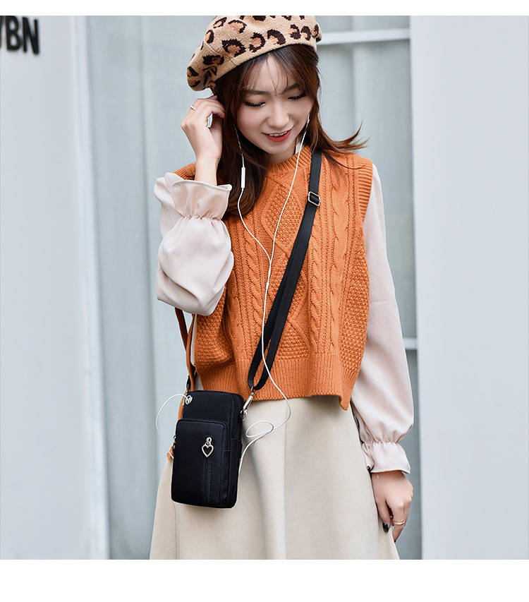 112g Weight Polyester Lining Material Zipper Closure Type Single Shoulder Strap Strap Type Phone Wallet Bags Type Daily Occasion Oxford Cloth Material Solid Color Pattern All Seasons Season Unisex Gender Fashion Style Square Shape Unisex All Seasons Oxford Cloth Fashion Phone Wallet 15