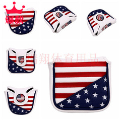 Foreign trade e-commerce hot-selling golf putter cover USA embroidery PU leather semi-circular style square style protective cover