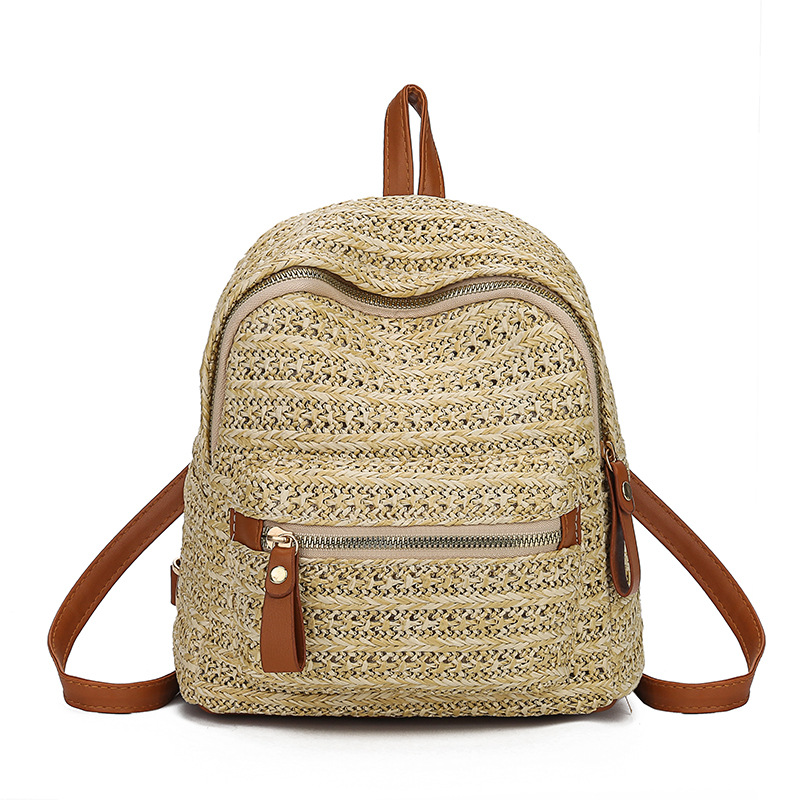 Factory Wholesale 2019 New Korean Fashion Straw Braided Backpack Linen Braided Popular Small Backpack Women's Bag Wholesale
