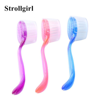 美甲指甲刷圆头美甲粉尘刷 打磨美甲清洁刷彩色塑料指甲刷牛角刷|ms