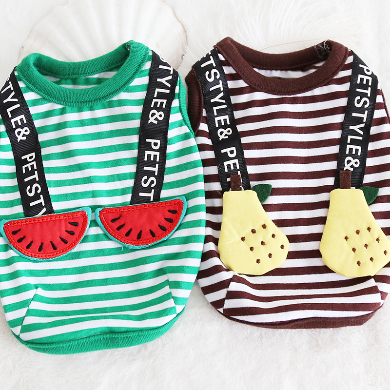 水果背带条纹背心