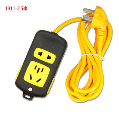 2.5米11孔双铜片黑金刚插座 2500W带指示灯工程工地接线插厂家|ms