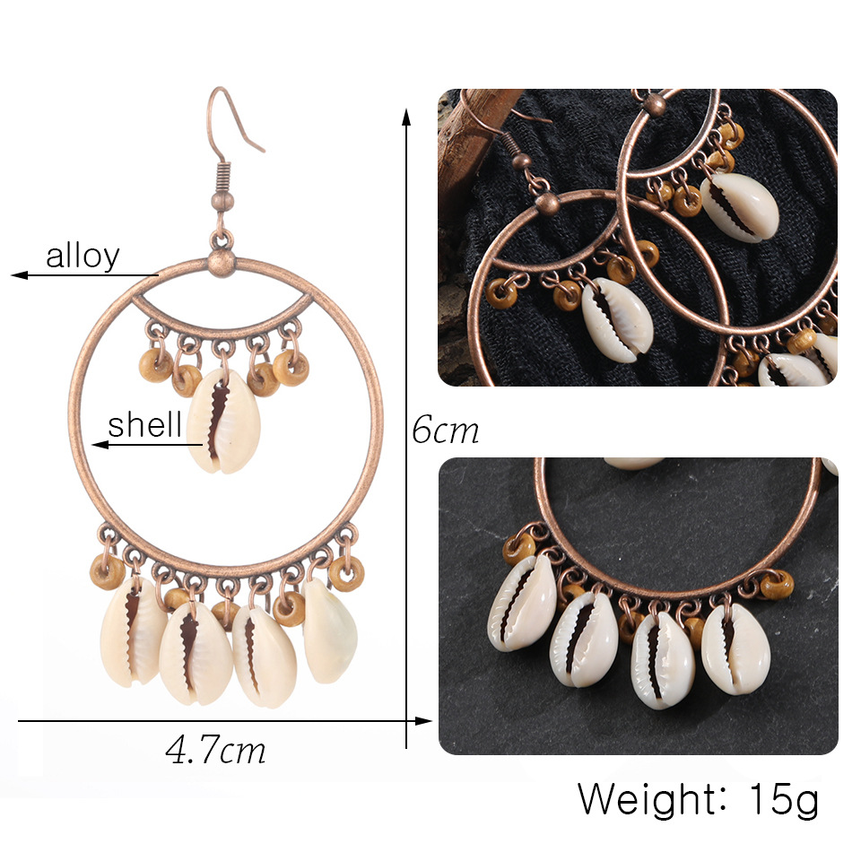 New Creative Natural Shell Alloy Tassel Earrings display picture 7