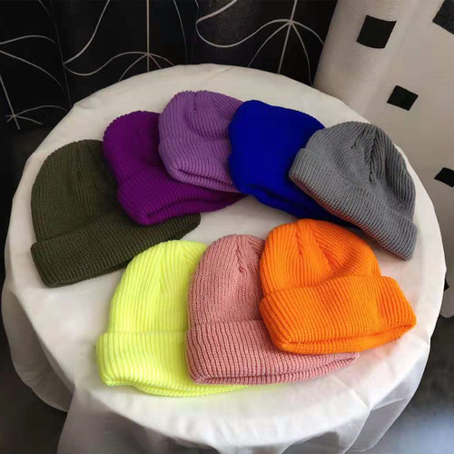 Autumn hat short hooligan hat men and women dome knitted woolen hat hip-hop student melon hat shopping hooligan cold hat