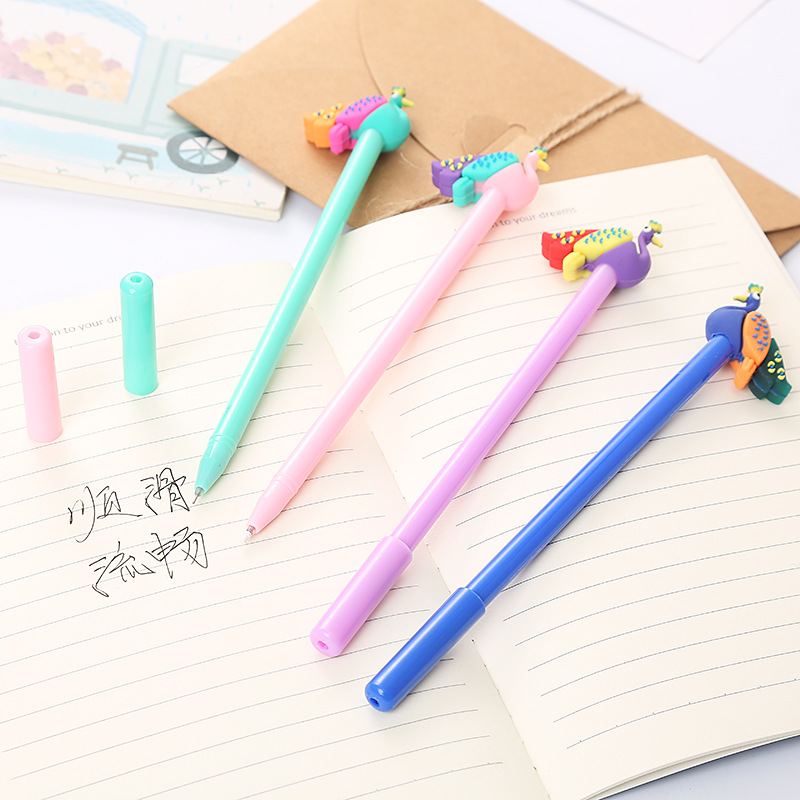 Bolígrafo de góndola de pavo real lindo bolígrafo de agua de estudiante de dibujos animados creativo papelería de oficina suministros escolares procesamiento personalizado