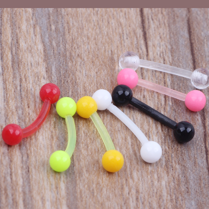 Fashion Trend Curved Ball Candy Color Eyebrow Nail Earrings Basic Piercing Jewelry Acrylic Clear detail image 8