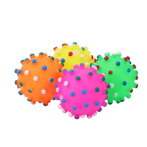 Direct Manufacturer Supply Dog Sound Making Rubber Spiky Ball Pet Toy 7CM Rubber Dog Toy Pet Supplies