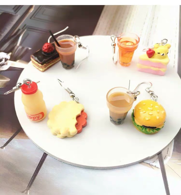 15g Weight Earrings Classification 1 Pair Novelty Hamburger Cake Resin Women's Earrings