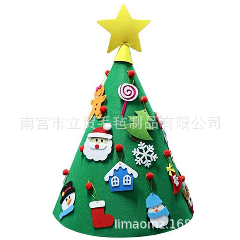 圣诞节立体圆柱形毛毡圣诞树diy儿童手工圣诞树亚马逊wish批发