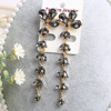 Fashionable extra-long long crystal earings, metal earrings, accessory, European style, wholesale