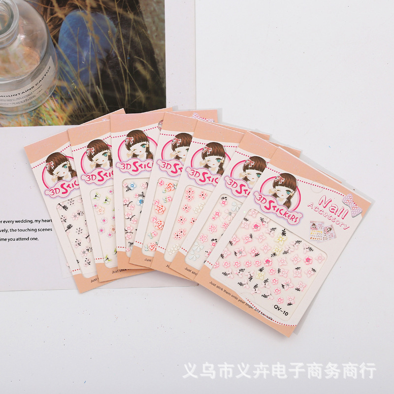 3D Nail Art Stickers Wholesale, Various Nail Decals in Stock, Creative Cartoon Decorations, Gold Foil Bow