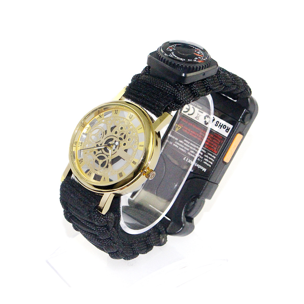 登山多功能远程自救红外线伞绳手表温度计指南针LED灯可调节