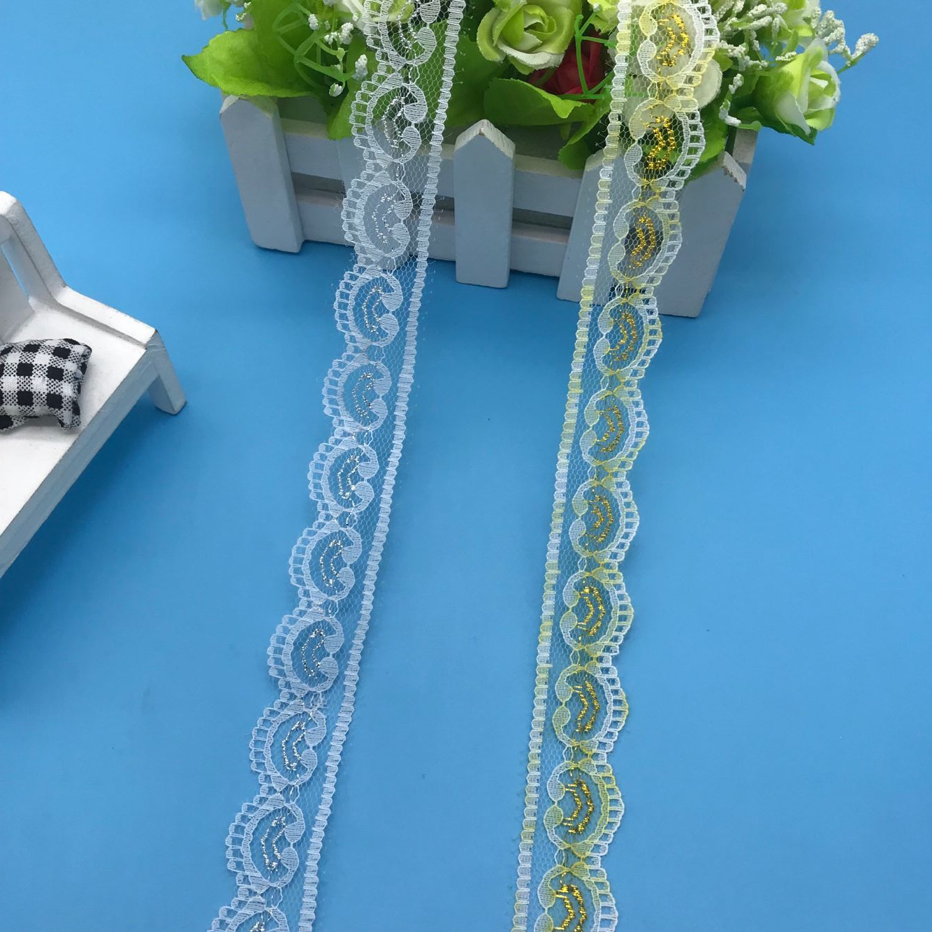 金丝银丝七彩蕾丝花边无弹花边服装麻布无弹外贸5002厂家现货批发