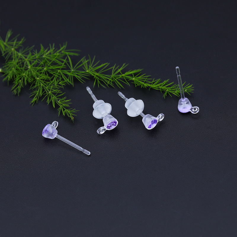 Invisible earrings with zircon