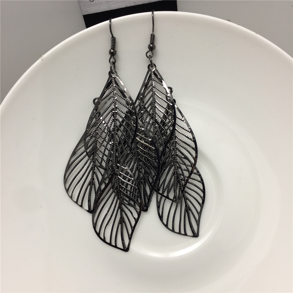 1 Pair Quantity Fashion Leaf Metal Plating Women's Earrings 1 Pair