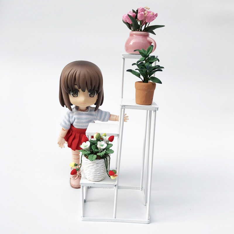 1:12 casa de muñecas mini modelo al aire libre escena OB11 jardín multi-capa flor estante del zapato moderno