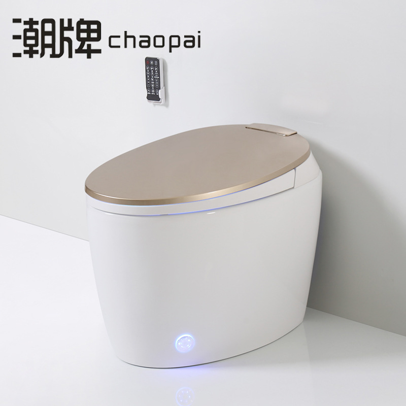 潮牌脚触冲水一体式智能马桶家用坐便器座便电动冲水即热无水箱