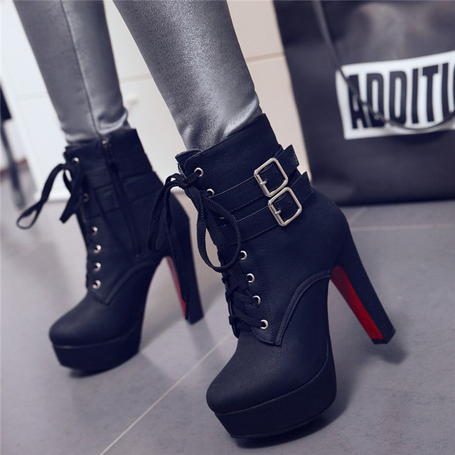 Wholesale boots in autumn 2019 Europe and America women’s short boots high heels black locomotive boots women’s Martin b