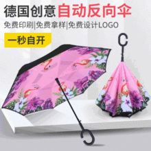 厂家批发全自动双层免持反向伞 防晒遮阳伞创意可站立汽车广告伞