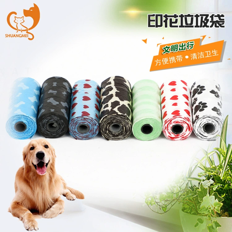Печатный мешок для мусора для домашних животных Собака сборщик 20/рулон Кошка Очистка Настольный мешок для мусора Качество